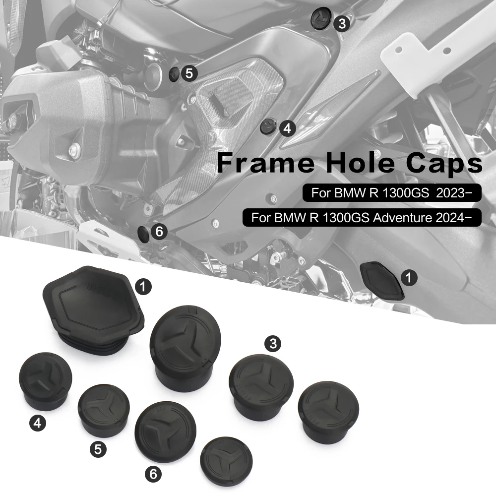 

8 PCS Motorcycle Black Frame Hole Cover Caps Plug For BMW R1300GS R1300 GS 2023- GS1300 R 1300 GS Adventure 2024 2025