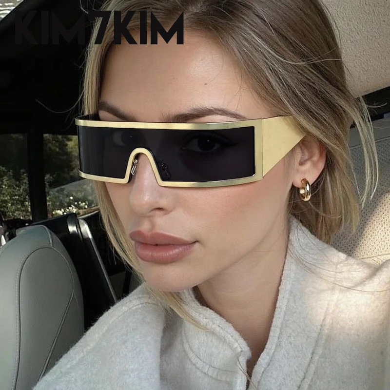 

Small Frame Rectangle One-Piece Shield Punk Sunglasses Women 2025 Luxury Brand Steampunk Sun Glasses For Lady Goggle Shade UV400