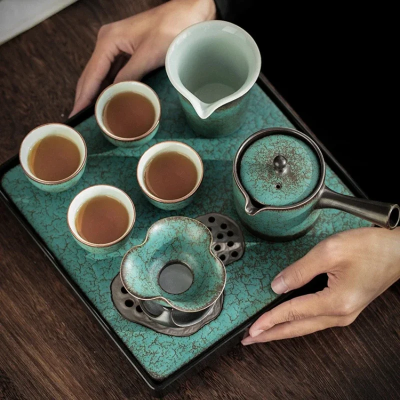 Chinese Teaware Set with Ceramic Tea Pot and Cup Small Tea Tray Kung Fu Tea Accessories and Gift Box for Home and Office