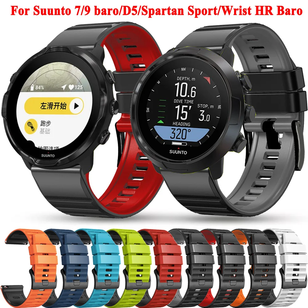 Ремешок силиконовый 24 мм для Suunto 9 Baro 7 D5 Spartan, спортивный браслет для умных часов, Воздухопроницаемый браслет для наручных часов