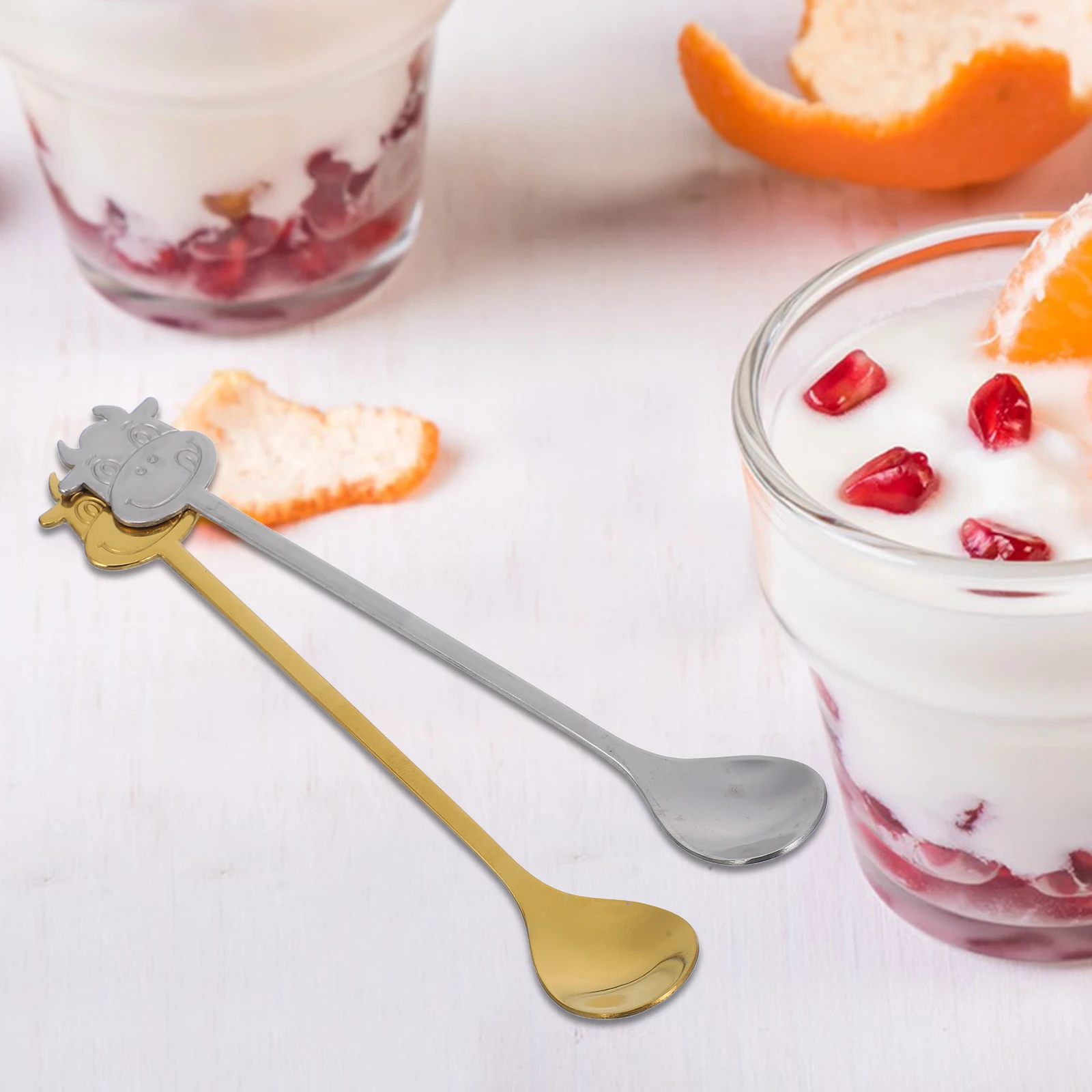 

10 Pcs Cute Cow Shape Coffee Tea Gifts for Home Bars Milk Stainless Coffee Spoon Steel Cartoon Scoop Spoon Tea Shops