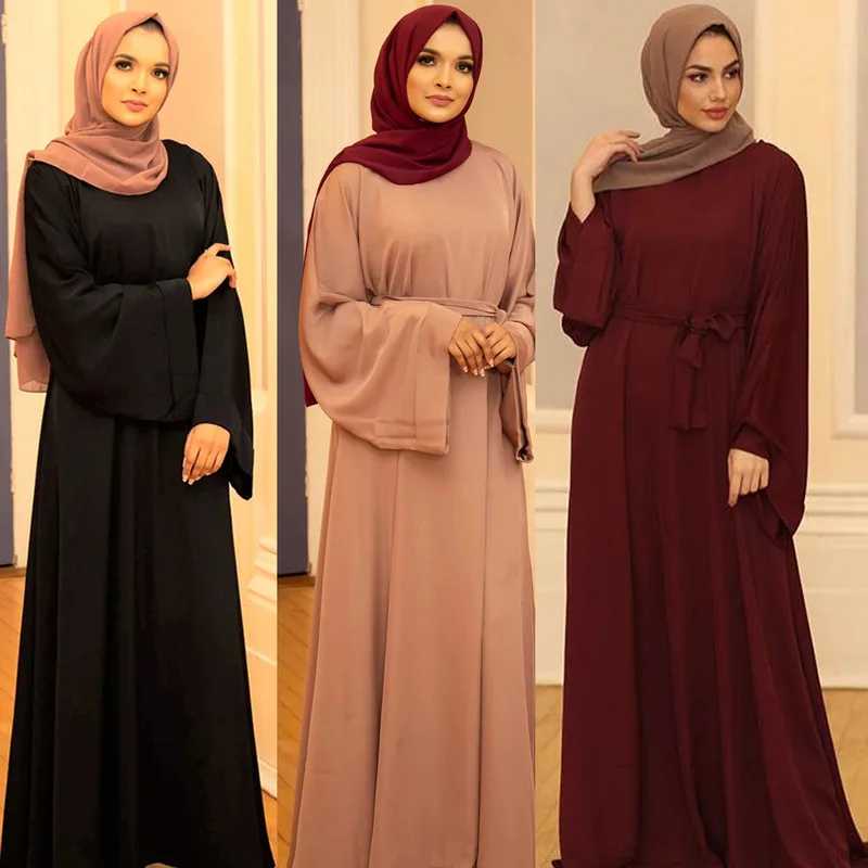 

Muslim Fashion Hijab Dubai Abaya Long Dresses Women With Sashes Islam Clothing Abaya African Dresses For Women Musulman Djellaba