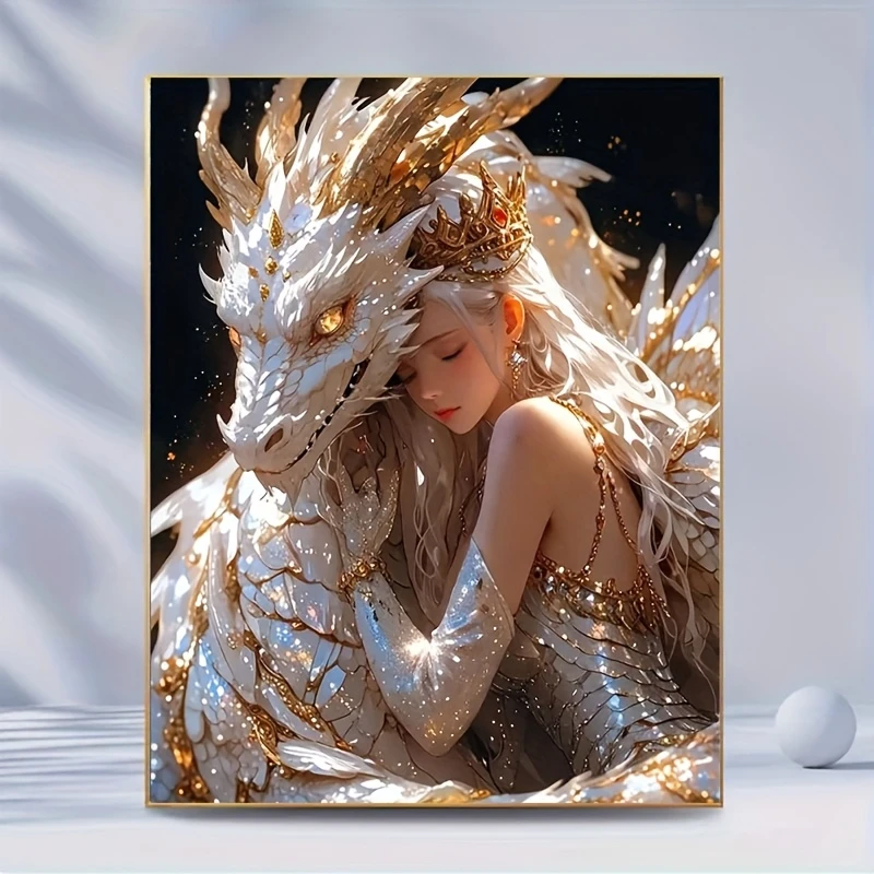 500/1000/1200/2000 PCS Jigsaw Puzzles White Dragon and Princess Family Activity Games DIY Puzzle for Living Room Home Decor Gift