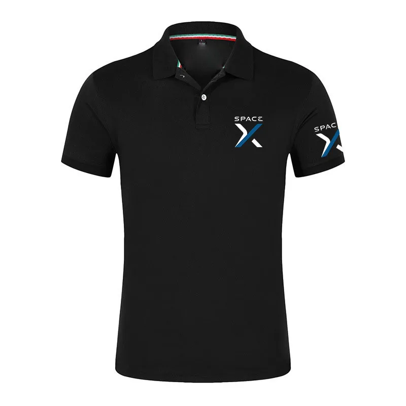 2026 SpaceX Space X Logo Print Summer Men's New Solid Color Short Sleeves Classic Casual Slim Ordinary Polo Shirt Top