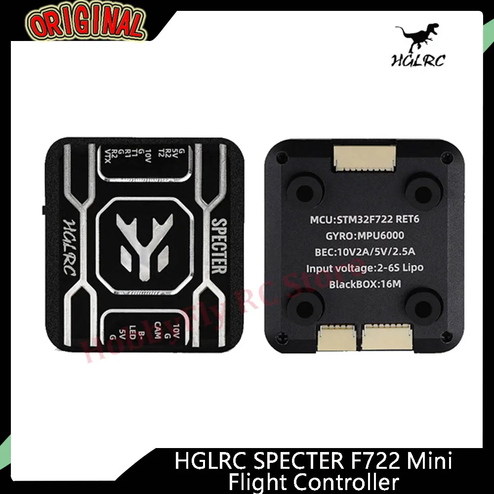 

HGLRC SPECTER F722 Mini FC - MPU6000, OSD, BARO, 16MB, Dual BEC, 20×20mm, 2-6S, for FPV Freestyle