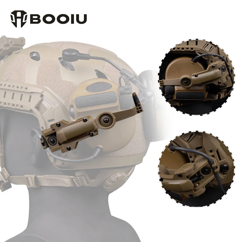 BOOIU Tactical Headset Holder Multi-angle Rotation Airsoft Shooting Headphone Bracket CORE ARC Wendy Mlok Rail Guide Rail Helmet