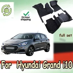 Custom Automotive Car Floor Mats For Hyundai Grand i10 2020 2021 2022 2023 Auto Luxury Leather Men Women Car Mats Full Coverage