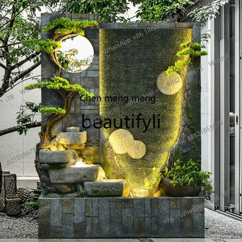 

D178 Water curtain wall rockery living room landscape circulation water courtyard floor fountain decoration ornament