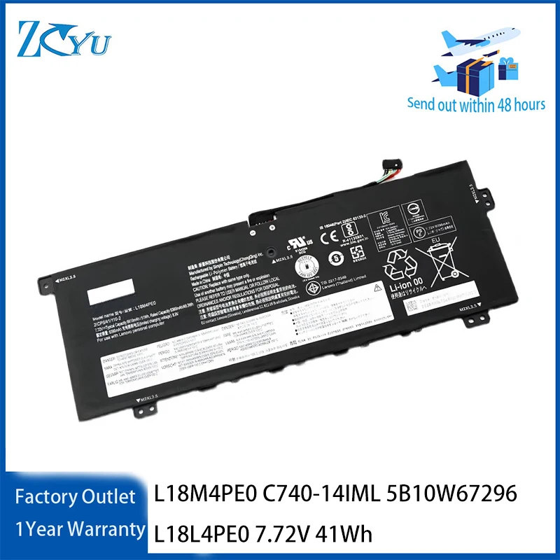 L18M4PE0 Laptop-Akku für Lenovo Yoga C740-14IML 5B10W67296 L18L4PE0 usw. 7,72 V 41 Wh
