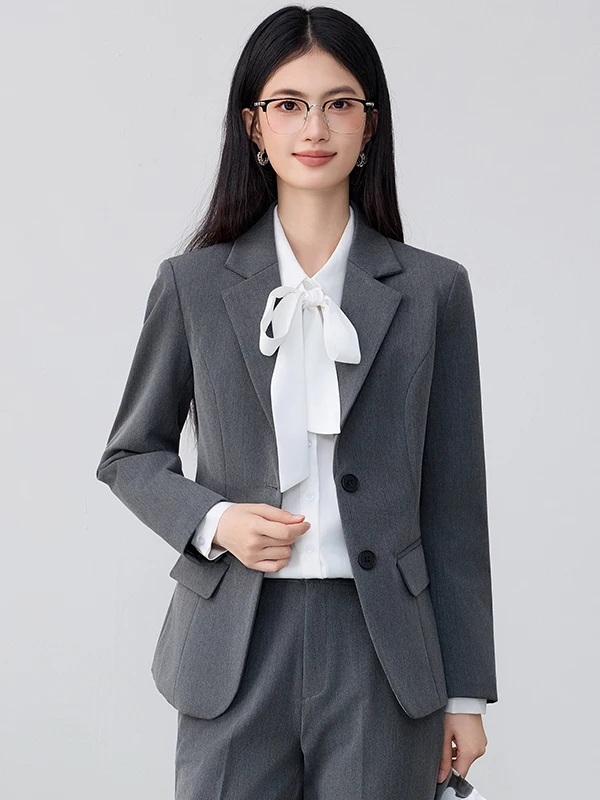 Cobalt Blue Women's Suit Jacket Commute Professionalism Interview Formality Breathable Polyester Fiber Long Sleeve Coat