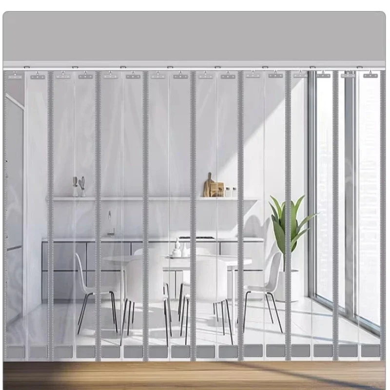 Push-pull folding magnetic air conditioner transparent leather door curtain sliding partition curtain windshield heat