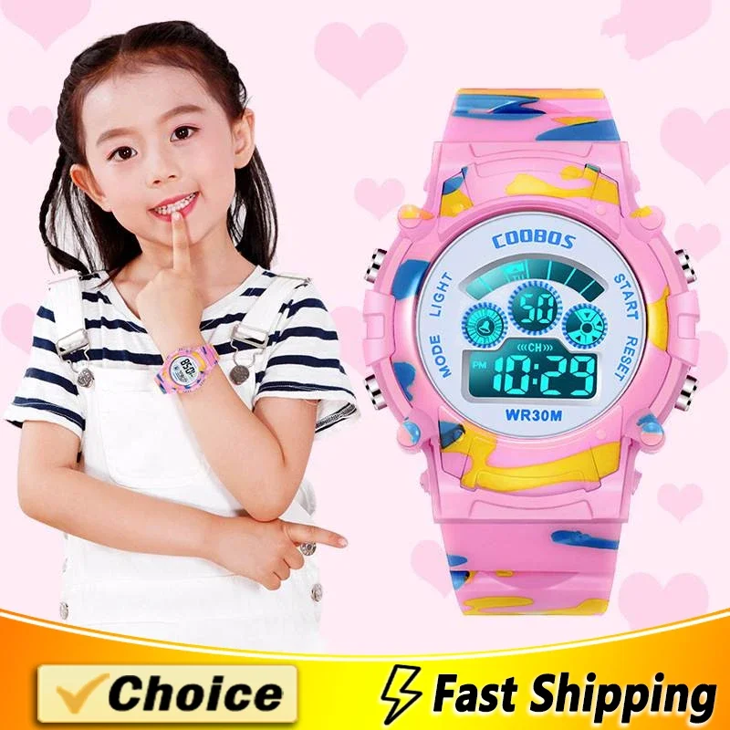 New Boys Sports Military Kids Digital Watches Student Childrens Watch Fashion Luminous LED Alarm Camouflage Girls Clock