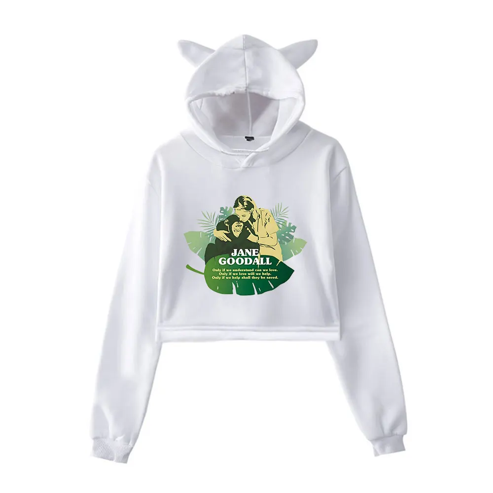 Jane goodall merch vintage 90s streetwear moletom com capuz para meninas gato orelha colheita moda esportes pulôver