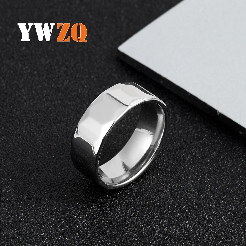 1pcs Hot Selling Fashionable And Simplicity Stainless Steel Jewelry 8mm Hexagonal Personalized Commuter Ring With Punk Style