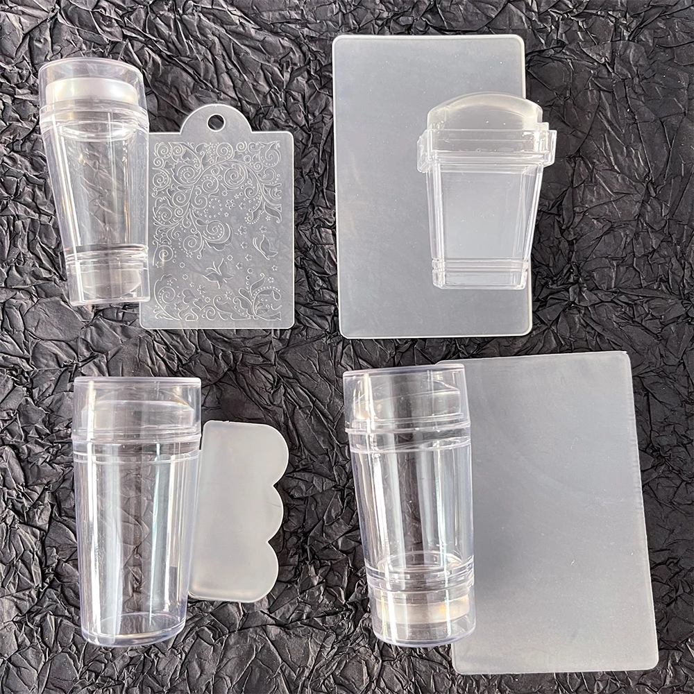 Silicone Transparent Nail Art Stamping Kit French For Manicure Plate Stamp Polish Stencil Template Seal Stamper Scraper