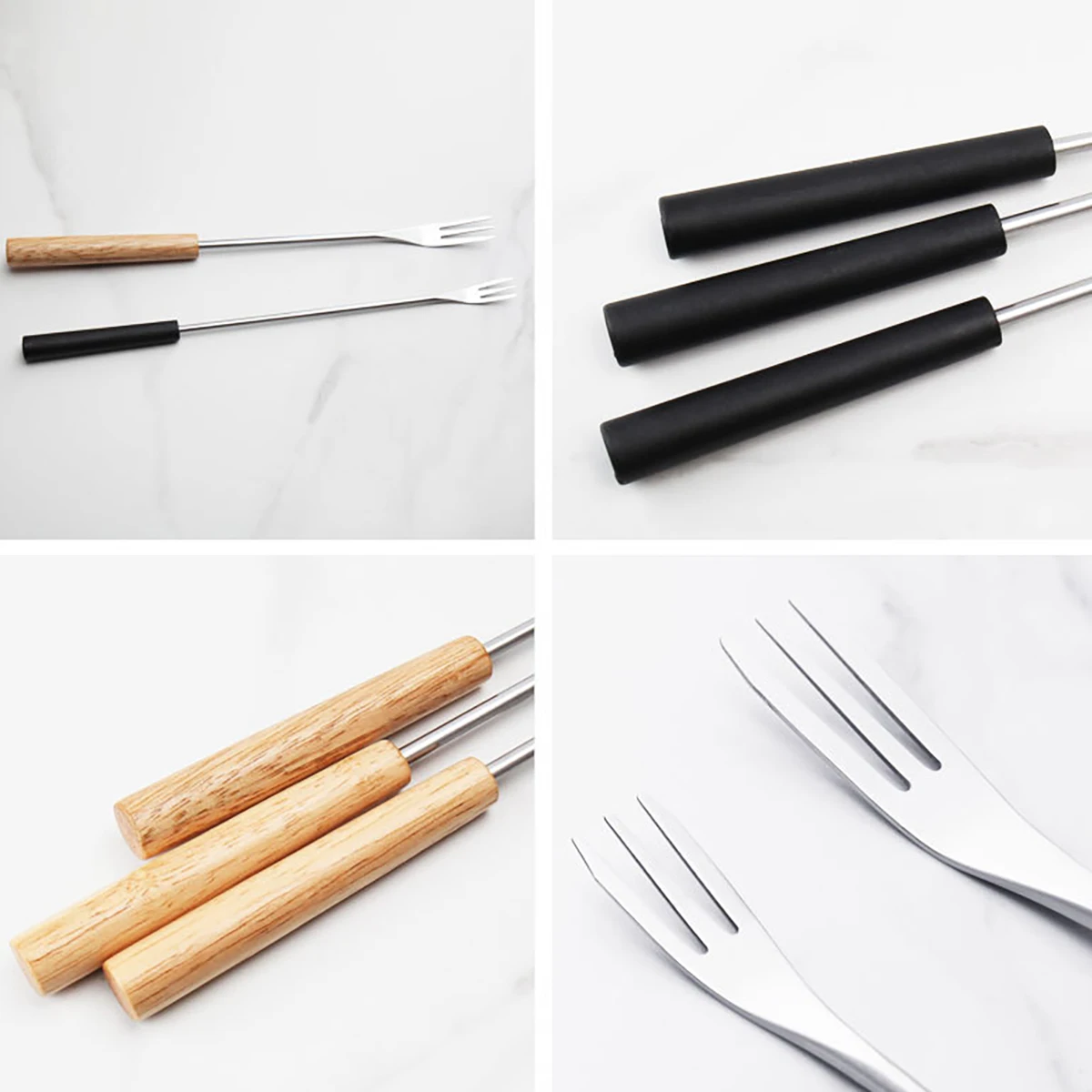 6pcs Stainless Steel Fruit Fork Set Cheese Hot Pot Fork Dessert Cake Fork Cream Salad Fork Kitchen Restaurant Gadget