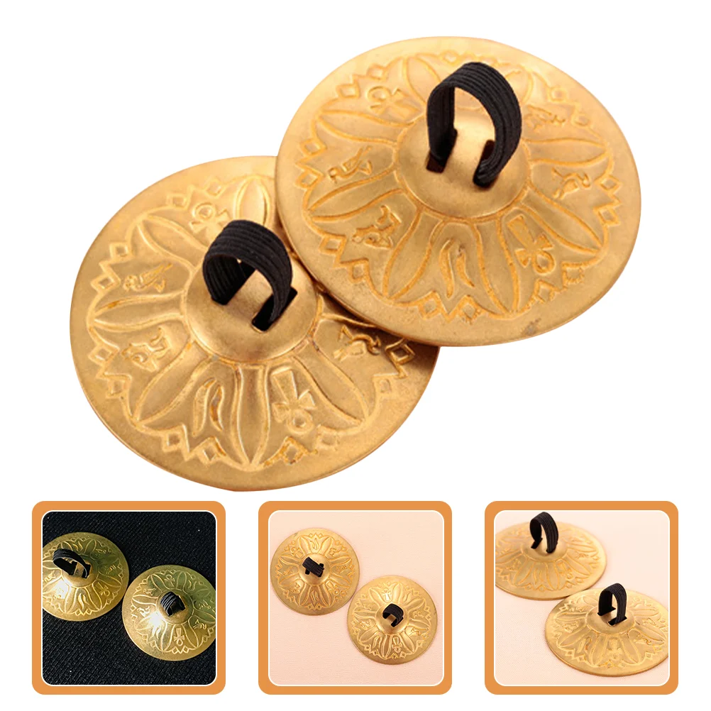 

Prop Finger Cymbals for Kids Musical Instrument Dancing Props Golden Percussion Child