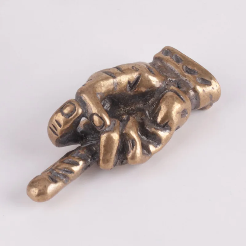 Pure Brass Handmade Old Home Desktop Decoration Personality Vertical Middle Finger Tea Ornaments