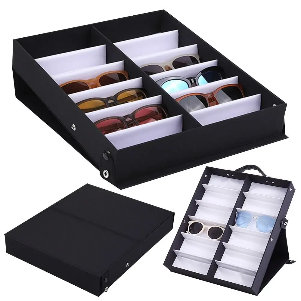 

Portable Storage Stand Sunglasses Display Case Eyeglass Organizer Box Glasses Frame Tray 12 Slots Glasses Tray