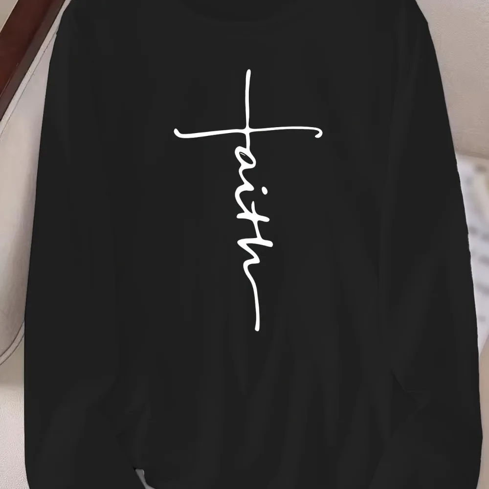 2025 New Fashion Womens Long Sleeve T Shirt Casual Printed Pullover Autumn Winter Loose Crew Neck Top Aesthetic Tee