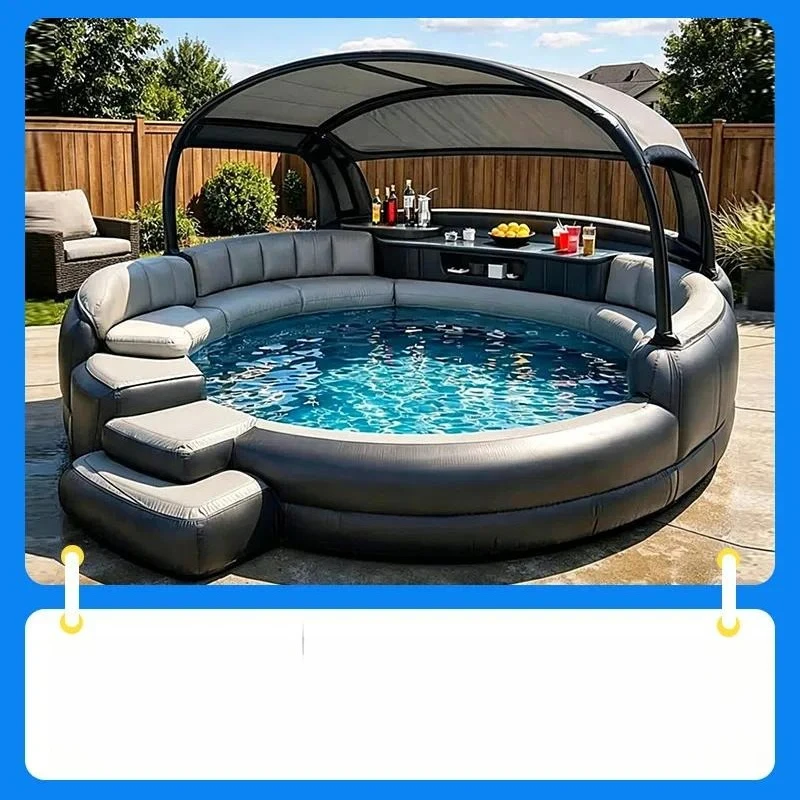 For Inflatable Floating Water Bar Dining Table with Mesh Pool Sofa Magic Carpet Rest Bed and Awning for Party