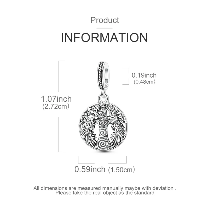 Tree of Life Phoenix Dangle Charms Beads Fit 925 Sterling Silver Charms Bracelet Beads Spiritual Growth Jewelry Gifts for Women
