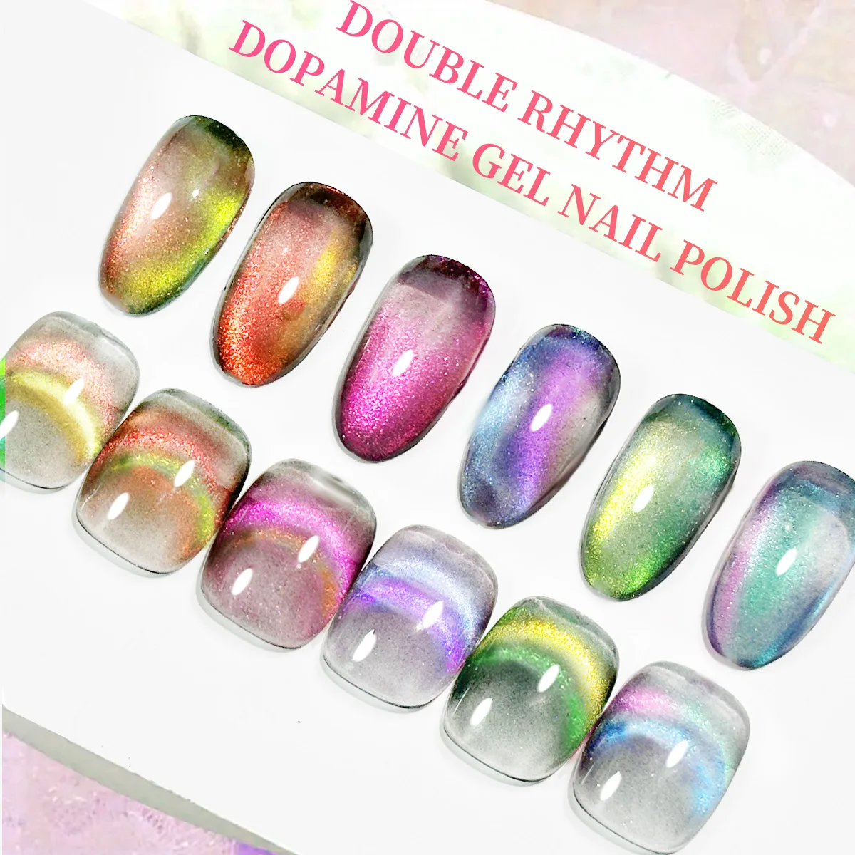 غراء أظافر عين القطة مزدوج الضوء من دوبامين 7 مل - طبقتين من تأثير لامع شفاف وشفاف مع أظافر سوداء - بيرفيف #6