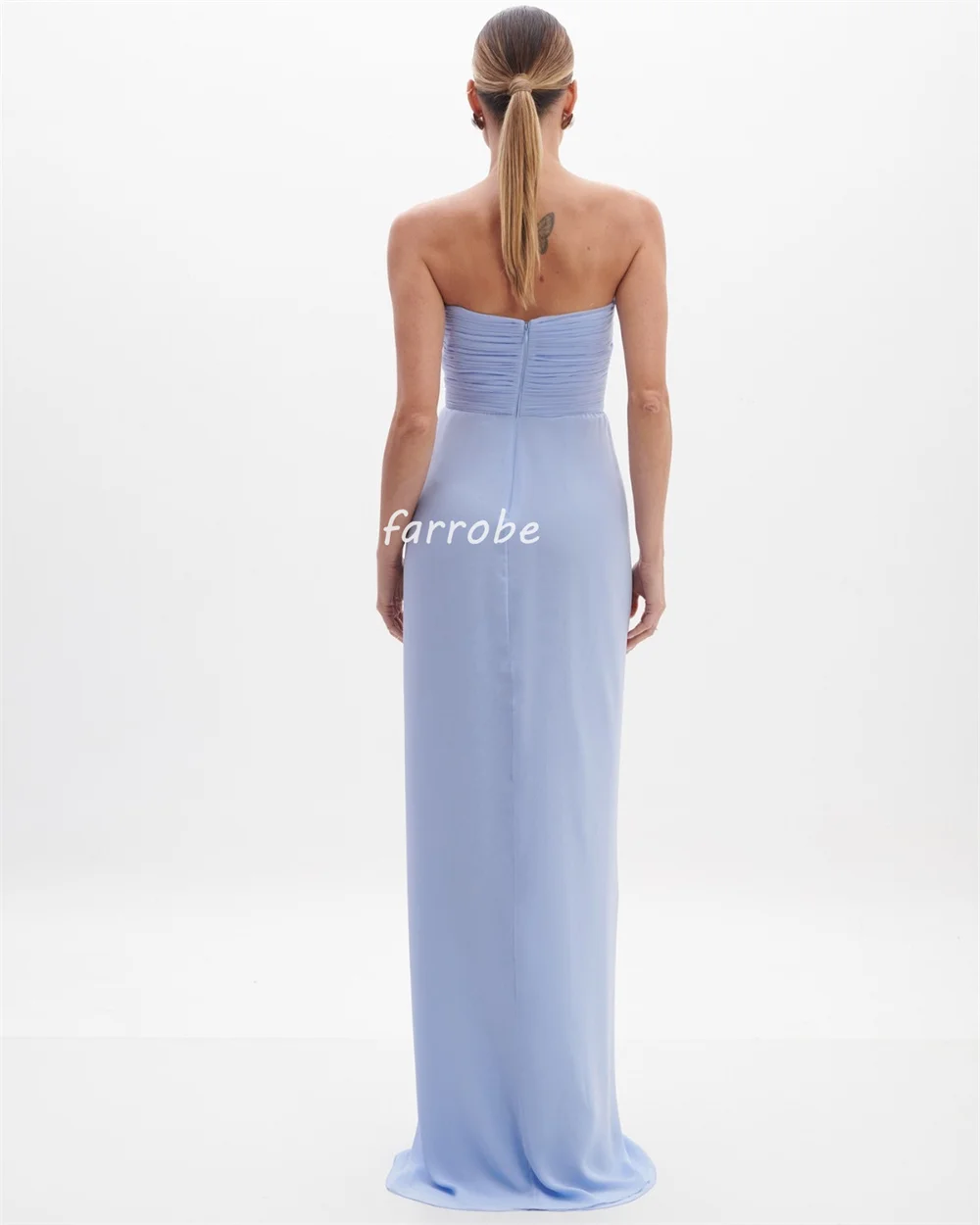 Customized Sizes Available Casual Chiffon Pleat Ruched Draped Straight Strapless Long Dresses Bespoke Occasion Dresses Classic F