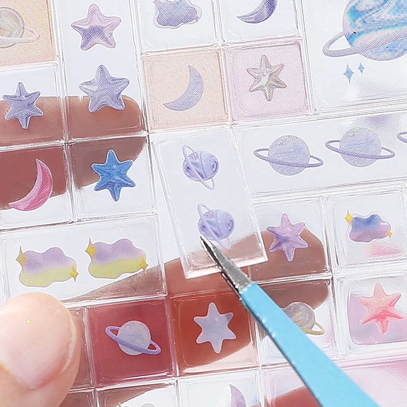 1 Pc Cute Shell Weather Star Pattern 3D Stereoscopic Crystal Square Stickers DIY Scrapbooking Journaling Decorative Stickers