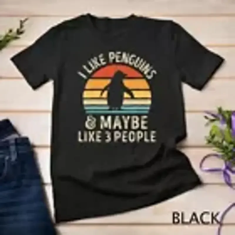 I Like Penguins and Maybe 3 People Funny Penguins Vintage T Shirt Unisex T shirt