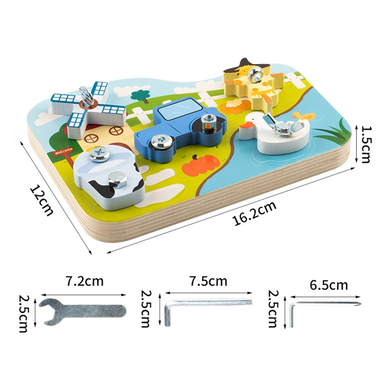 Juguetes educativos para niños, herramienta con tuerca de tornillo, rompecabezas 3D, regalo con patrón de dibujos animados, material didáctico Montessori, regalos para niños