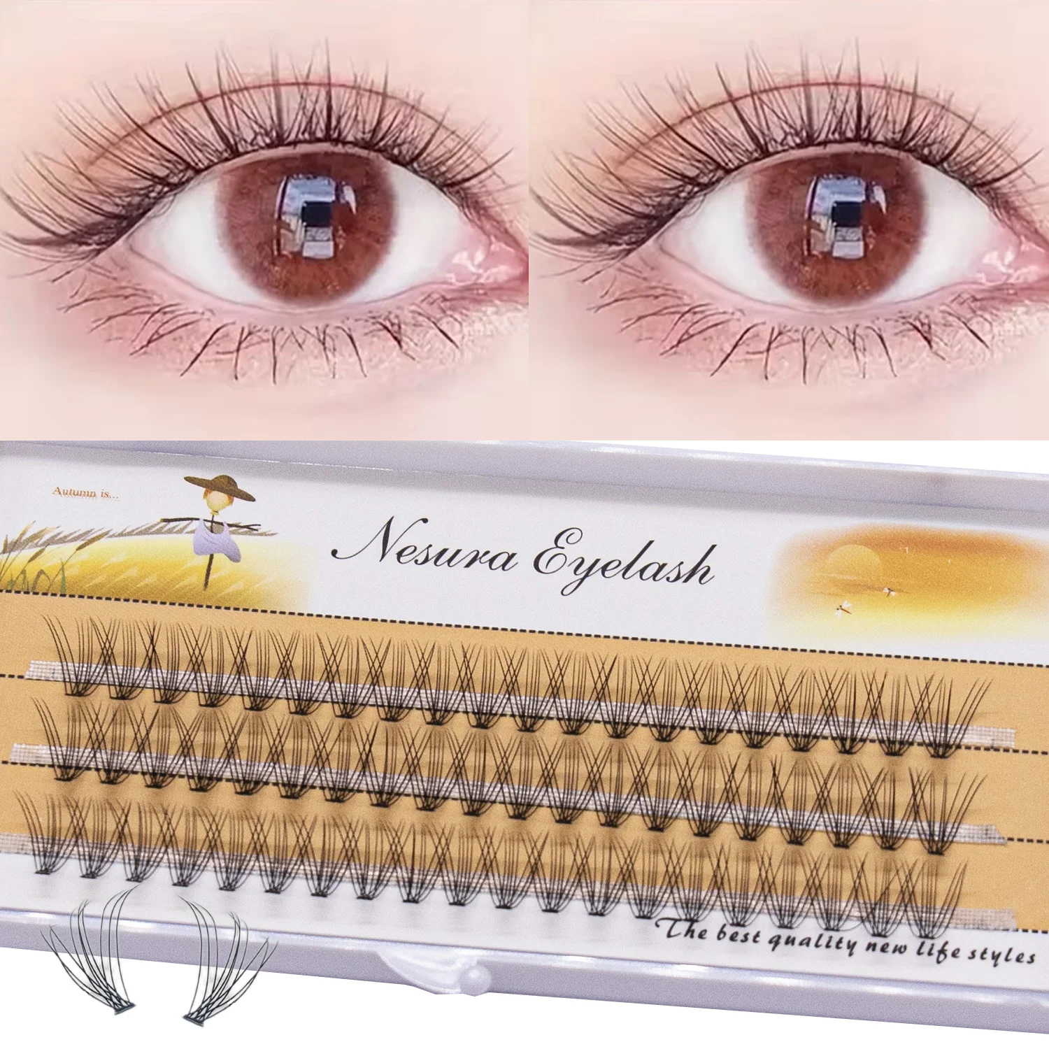 Sackvis 10 pçs 10d cachos vison diy cílios naturais individuais extensão de cílios 10d 1 caixa 60 cluster maquiagem cílios atacado