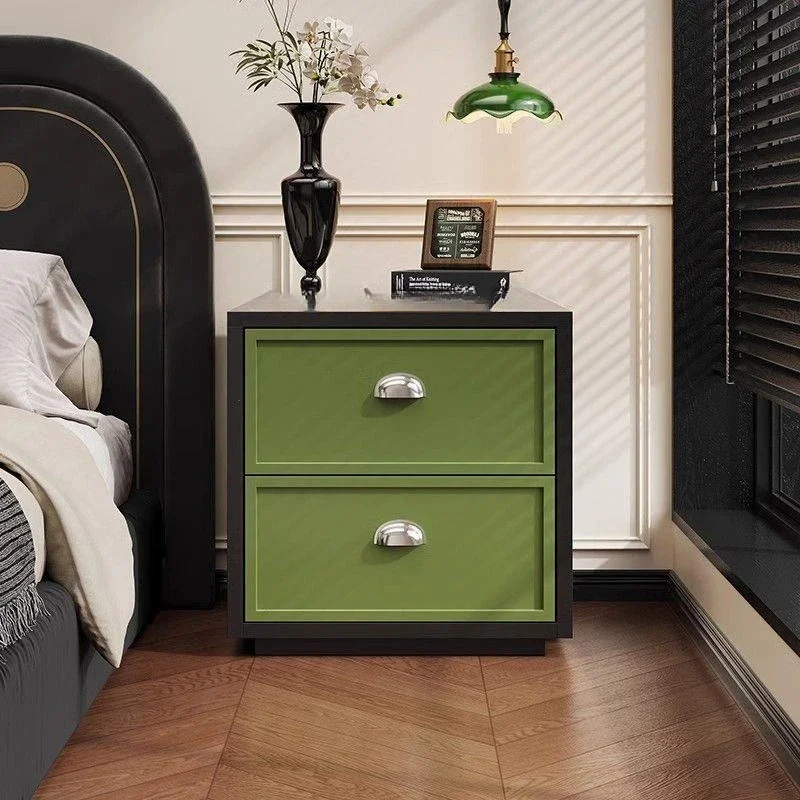 Vintage-style steel nightstand, bedroom small cabinet, home vintage sofa, and storage in the gap beside it