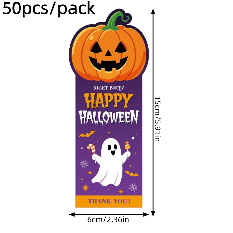 50pcs/set Halloween Sealing Stickers Pumpkin Witch Hat Ghost Thanks Label Gift Box Candy Package Decor Sticker Party Supplies view 6