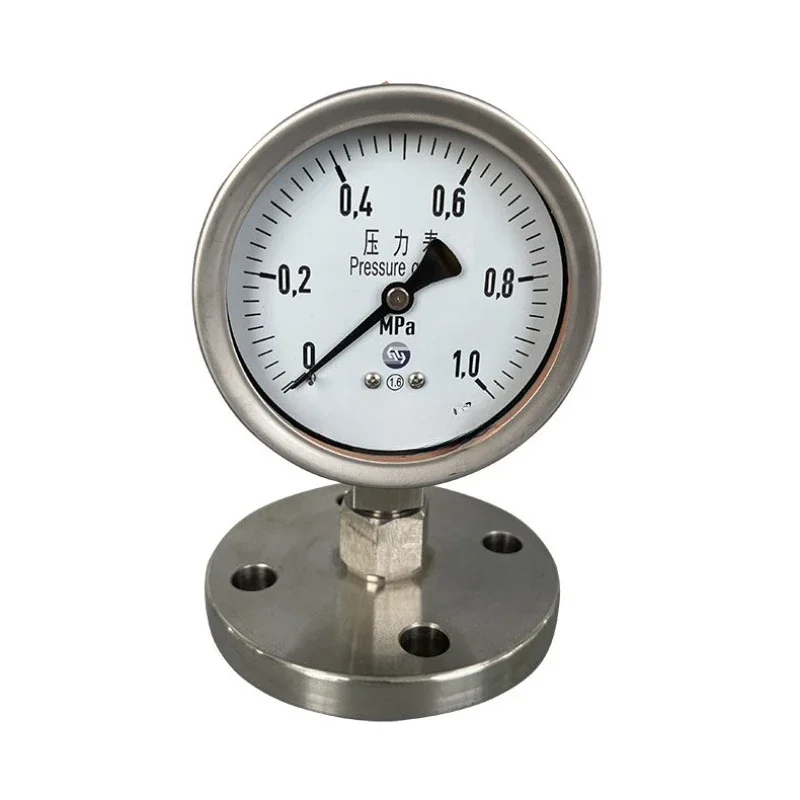 Diaphragm pressure gauge Y100BF-MF stainless steel shock-resistant DN25 flanged 1.0mpa radial liquid and air pressure