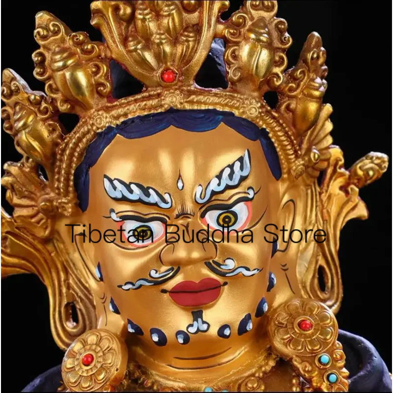 33cm  Fine craftsmanship and pure copper Tibetan Nepalese Yellow Wealth God Buddha statue ornament