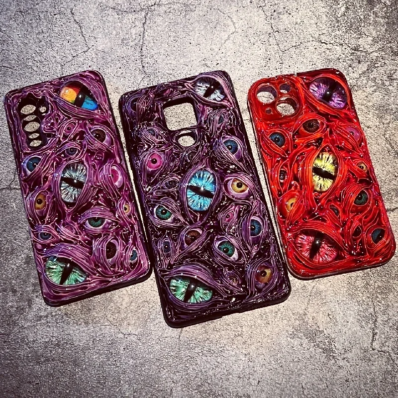 4175 Original 3D Handmade Mobile Phone Case Bloody Cthulhu Eyes Mobile Phone Case Dark Gothic Style Horror Punk Art Custom Gift