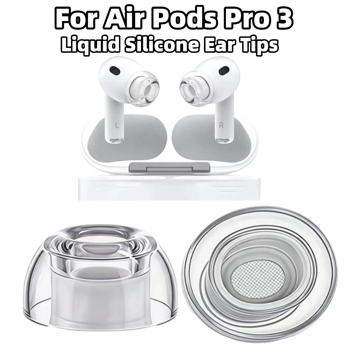 Clear Liquid Silicone Eartips Noise Lsolating Soft Earphone Accessories for AirPods Pro 1 2 3 Transparent Replacement Ear Tips