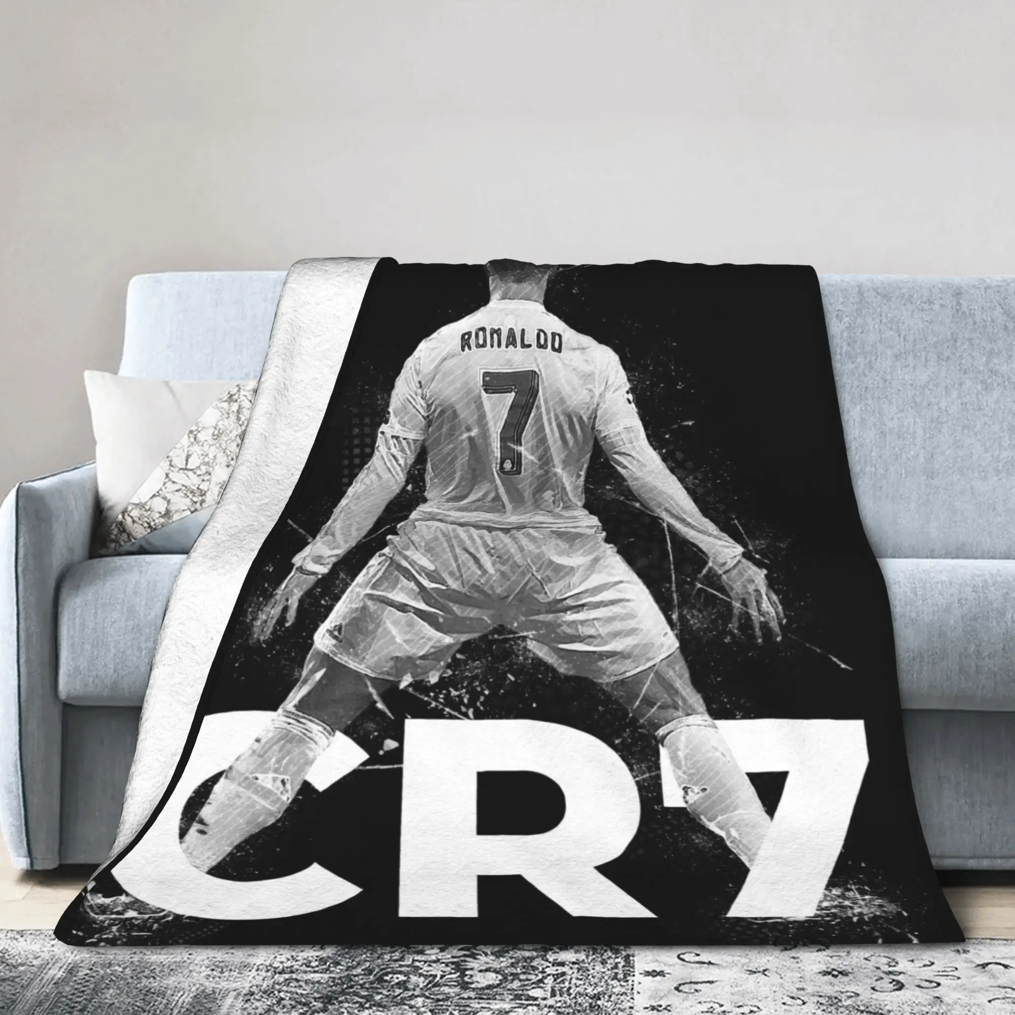 CR7  Football Soccer Blanket Ronaldos Flannel Funny Warm Throw Blanket for Bedding Lounge Decoration