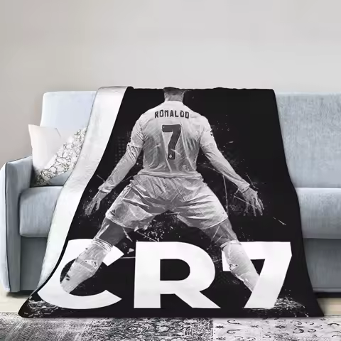 CR7 Football Soccer Blanket Ronaldos Flannel Funny Warm Throw Blanket for Bedding Lounge Decoration