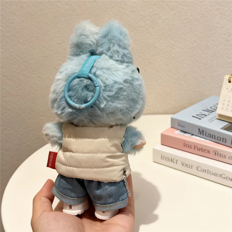 ل 15 17 سنتيمتر Labubu دمية بلون الشتاء أسفل سترة مع أحذية الجينز الزي الكامل الملابس اللون حجب تي شيرت الملابس