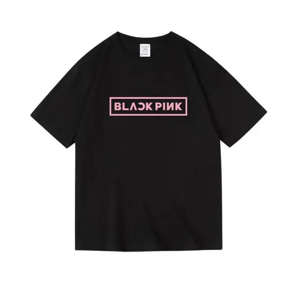 The New Cotton Simplicity Printing Femme Tshirts Men Women Black Pink Kpop Short Sleeve Casual Fashion Tees Tops Clothing Summer