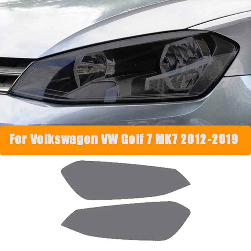 Penutup lampu depan mobil, lapisan pelindung TPU hitam asap untuk Golf 7 MK7 2012-2019