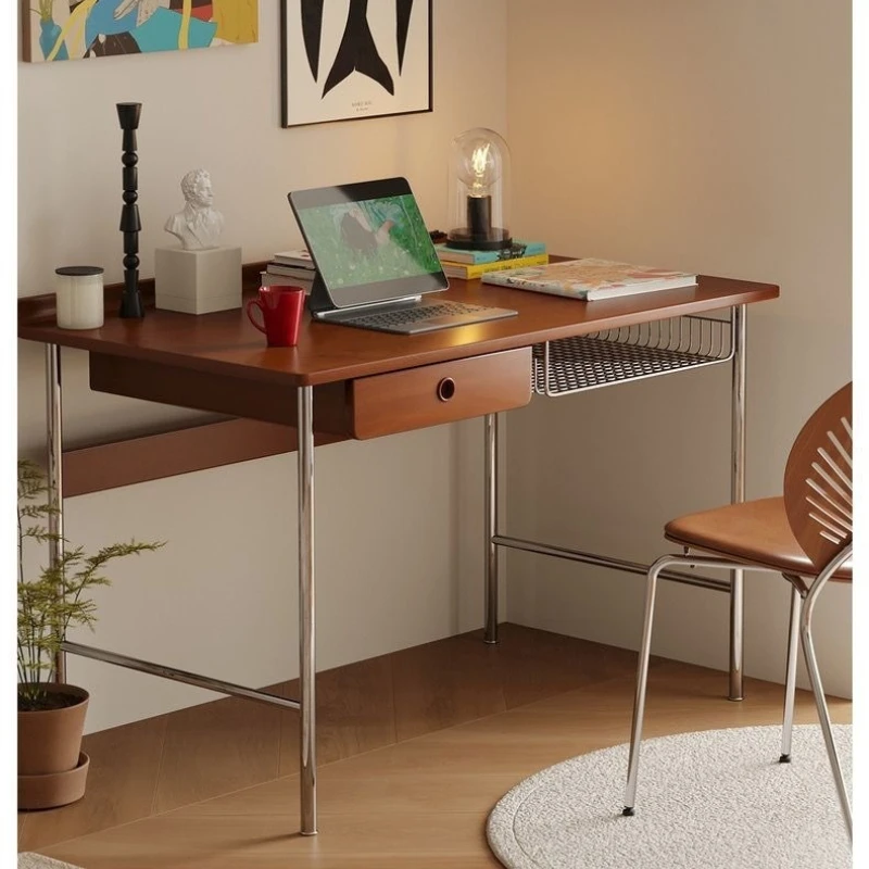 Middle Ancient Style Solid Wood Desk, Retro Small Apartment, Home Study, Workbench, Simple Nordic Office Desk, Computer Desk