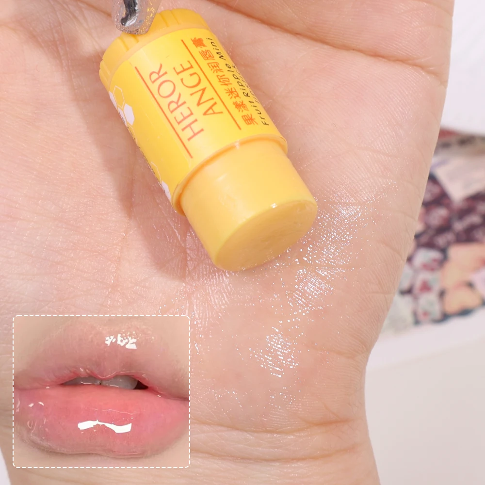 Mini bálsamo labial de gelatina, lápiz labial de fruta, antisecado, grietas, hidratante, nutre, desvanece los labios, reparación de líneas finas, cuidado de los labios, cosméticos