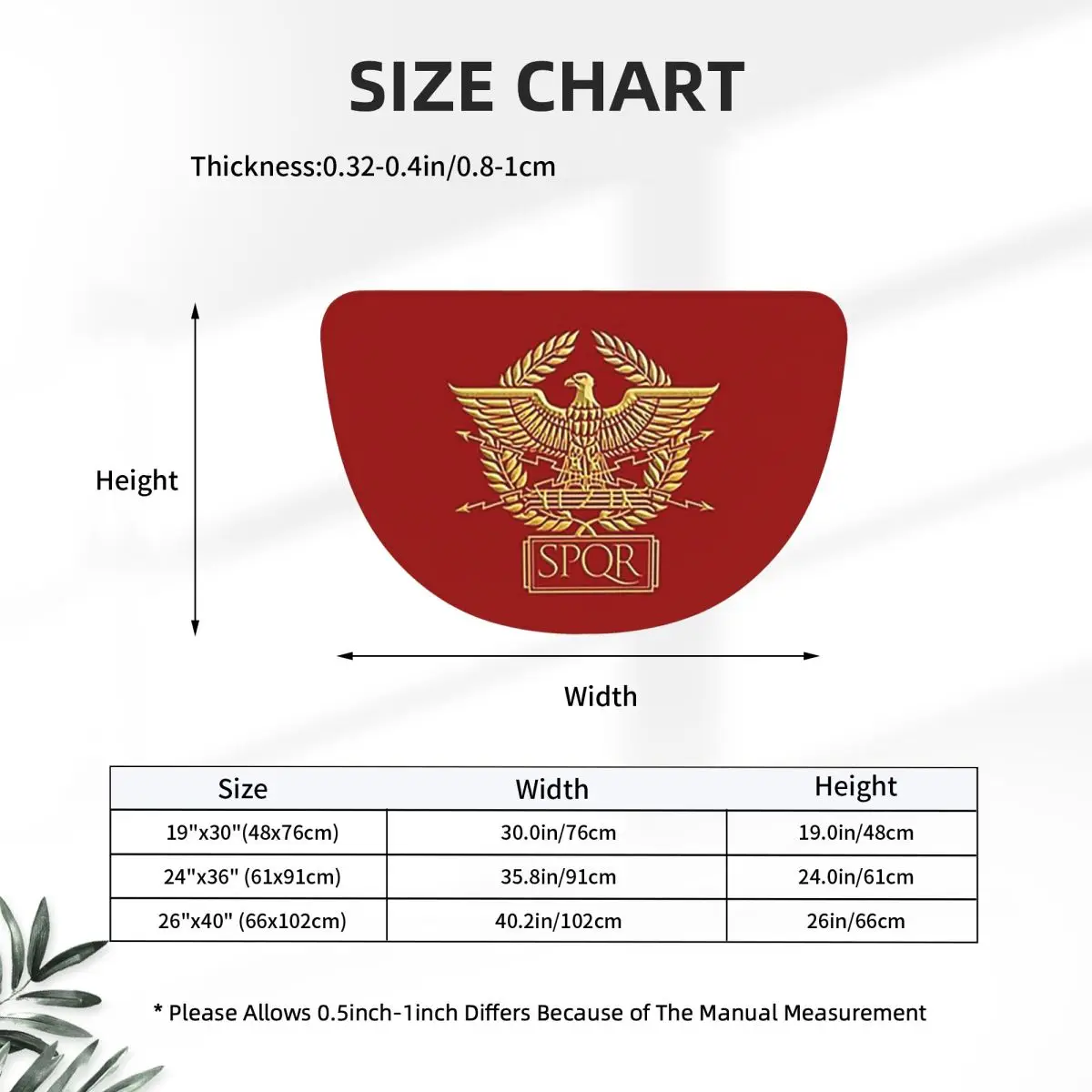 SPQR- Roman Empire Standard Eagle Emblem Soft Flannel Half Round Doormat Non Slip Bathroom Mat Absorbent Floor Carpet for Home