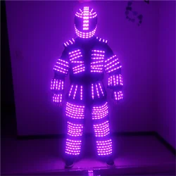 Fabryka OEM LED Kostium robota Stage RGB wielokolorowa kurtka Tancerz noszący garnitur Cosplay Rękawiczki laserowe do klubu nocnego Impreza Mężczyzna taniec