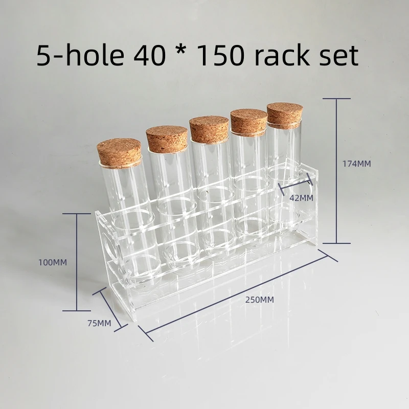 Лабораторная плоская ротовая утолщенная прозрачная стеклянная пробирка деревянная пробка 5/6 отверстий прозрачная акриловая пробирка стойка
