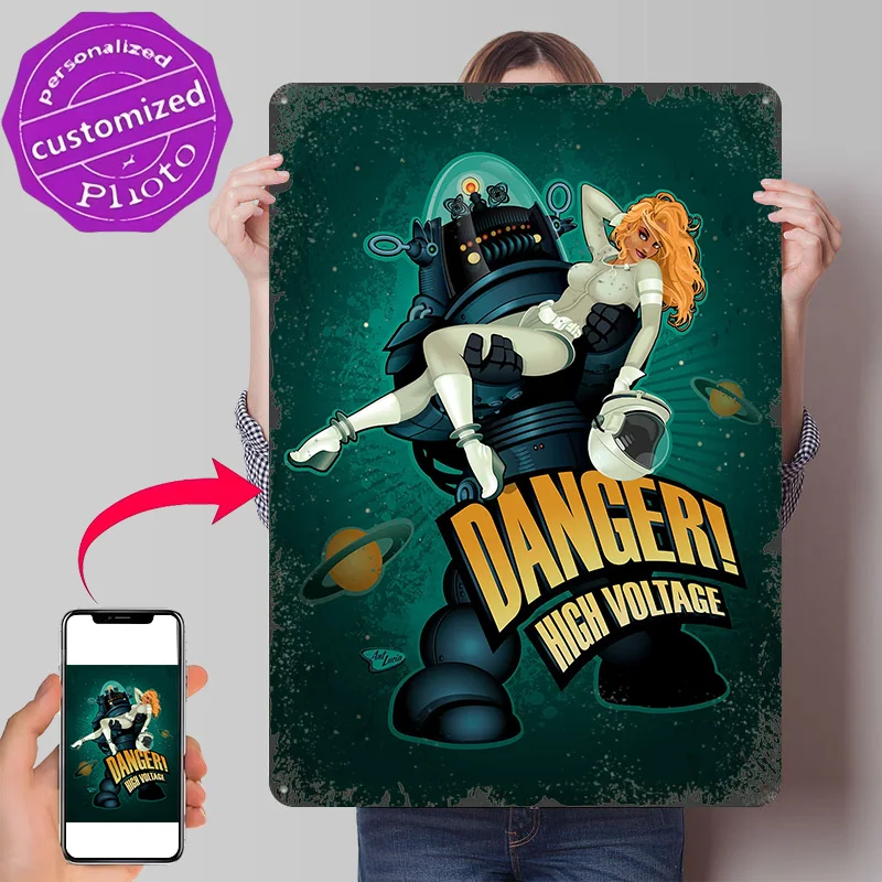 Danger High Voltage 3D Texture Metal Poster Customized Wall Art Tin Sign Gift for Mancave Vintage Home Decor Ornaments Wand Deko