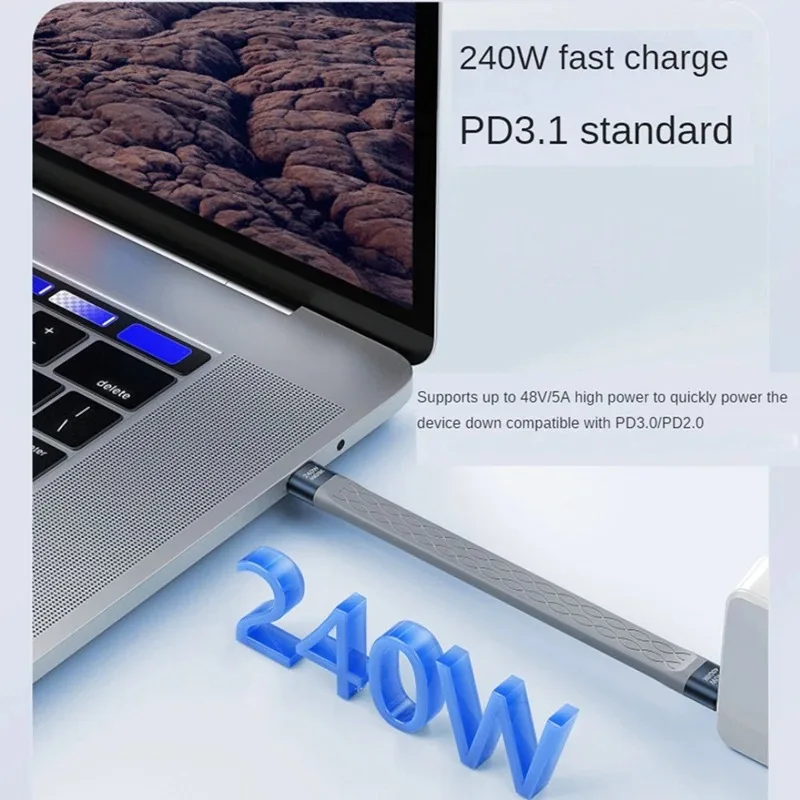 PD 240W USB 4.0 Gen3 FPC Cable 5A Fast Charging USB C to Type C Cable Thunderbolt 3 8K@60Hz Cable USB Type-C 40Gbps Data Cable